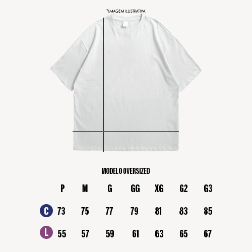 Tabela de medidas padr&atilde;o oversized